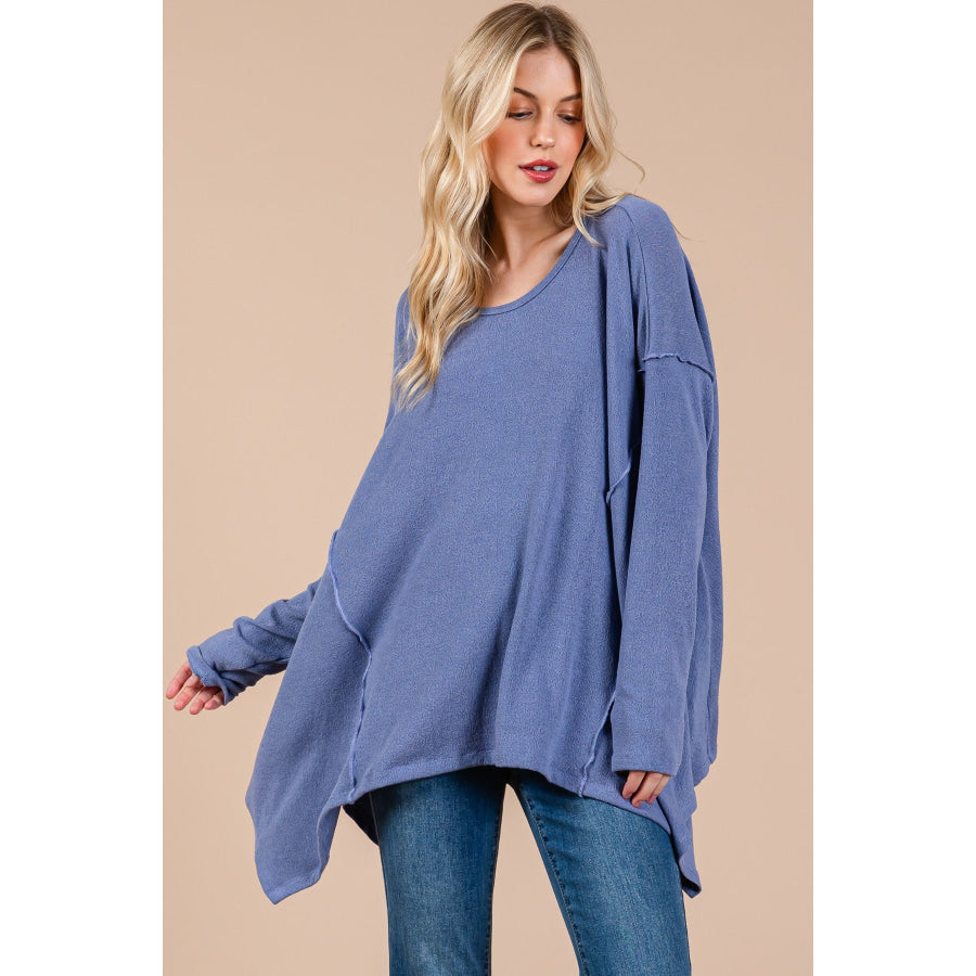 Ces Femme Asymmetrical Long Sleeve top Dusty Blue / S Apparel and Accessories