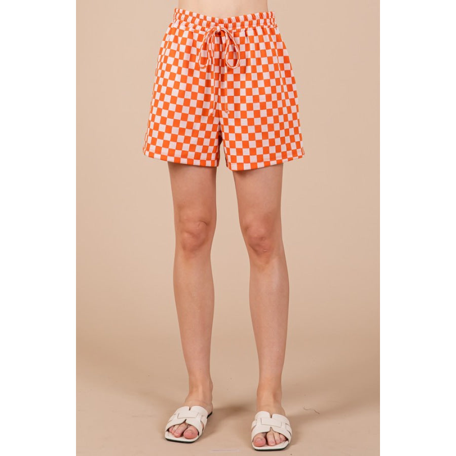 Ces Femme Checkered Round Neck Top and Shorts Set Apparel and Accessories