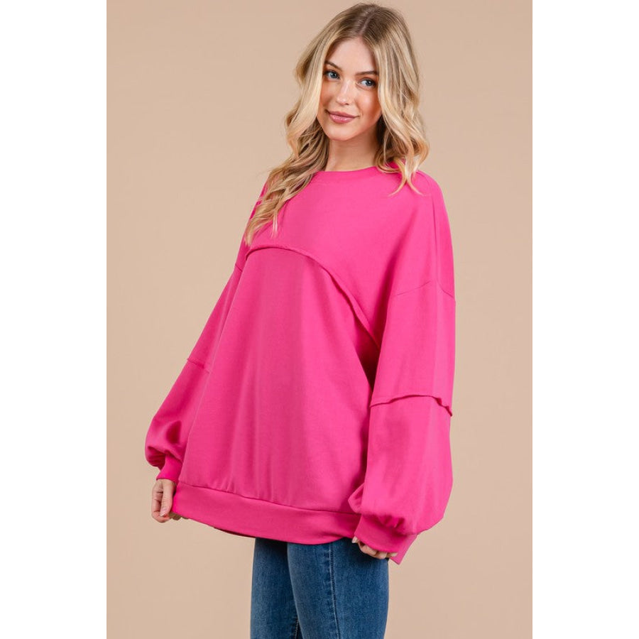 Ces Femme Exposed Seam Long Sleeve Sweatshirt Apparel and Accessories