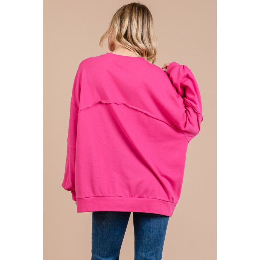 Ces Femme Exposed Seam Long Sleeve Sweatshirt Apparel and Accessories