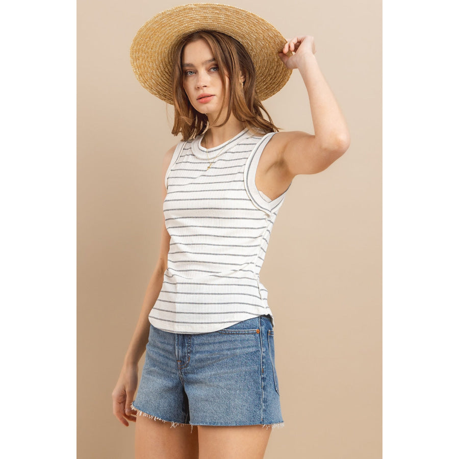 Ces Femme Striped Round Neck Tank Apparel and Accessories