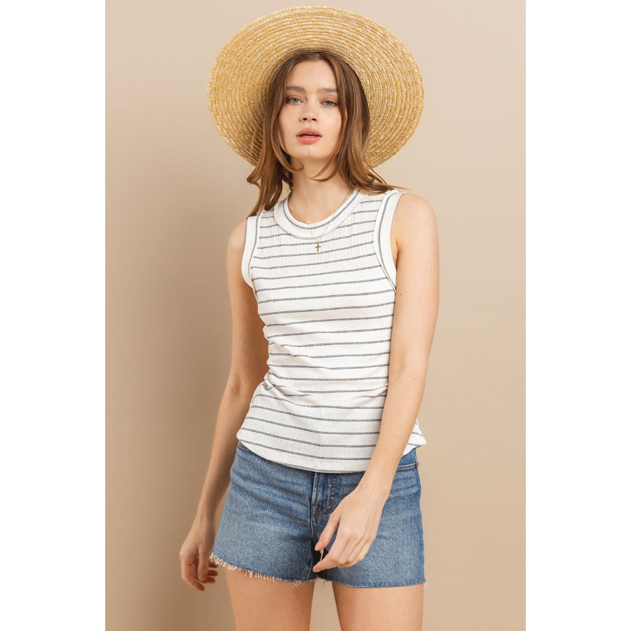 Ces Femme Striped Round Neck Tank Apparel and Accessories