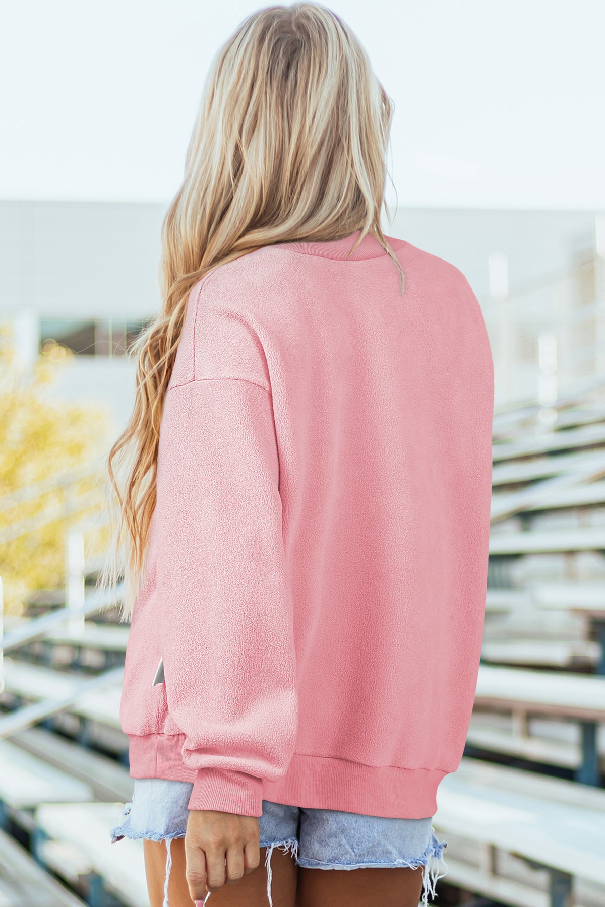 Bluing Oversize Drop Shoulder Reversible Mock Neck Sweatshirt