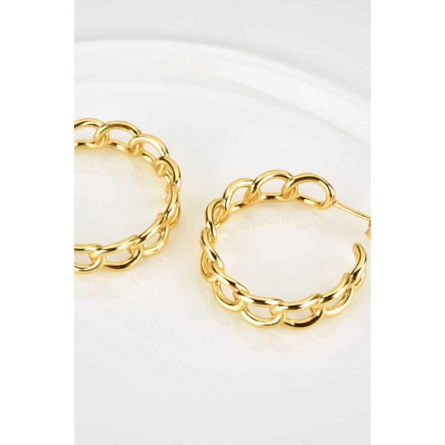 Chain C-Hoop 925 Sterling Silver Earrings Gold / One Size