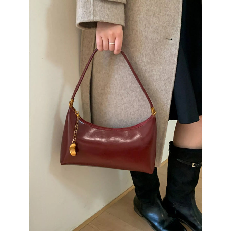 Chain Charm Leather Shoulder Bag Apparel and Accessories