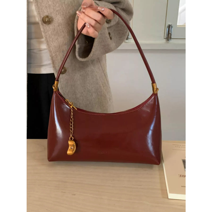 Chain Charm Leather Shoulder Bag Apparel and Accessories
