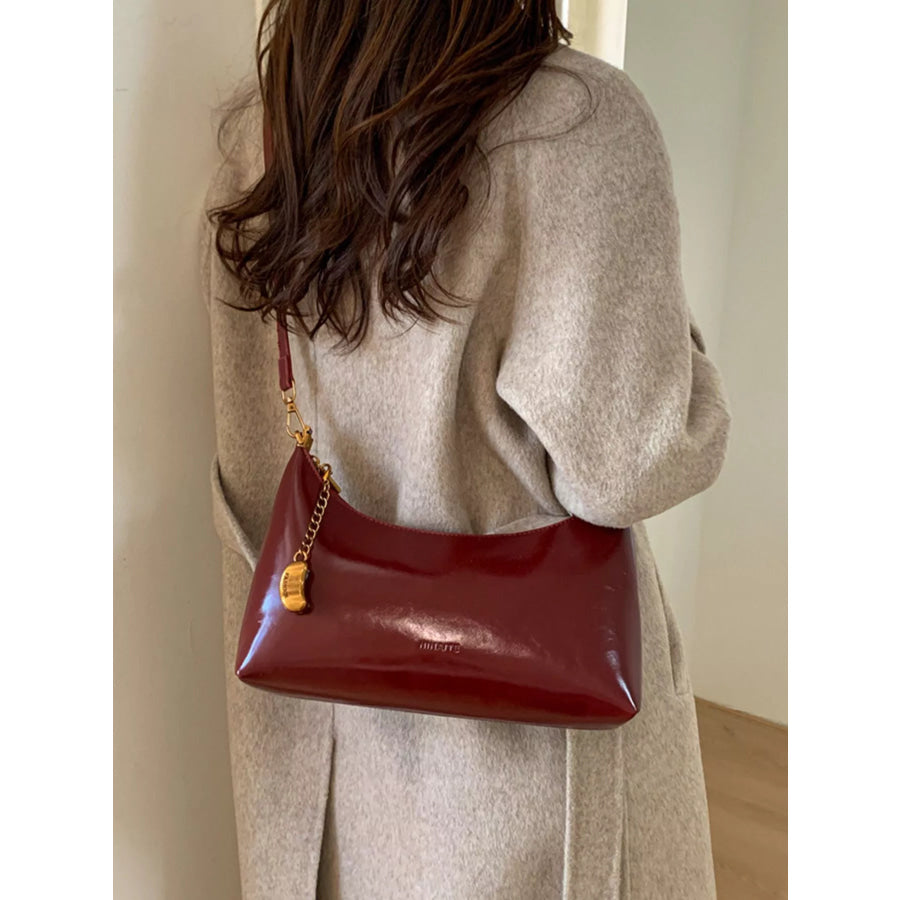 Chain Charm Leather Shoulder Bag Apparel and Accessories