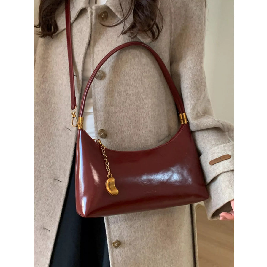 Chain Charm Leather Shoulder Bag Apparel and Accessories