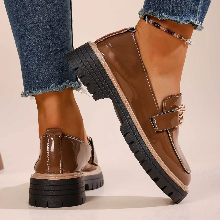 Chain Decor Chunky Loafers Apparel and Accessories
