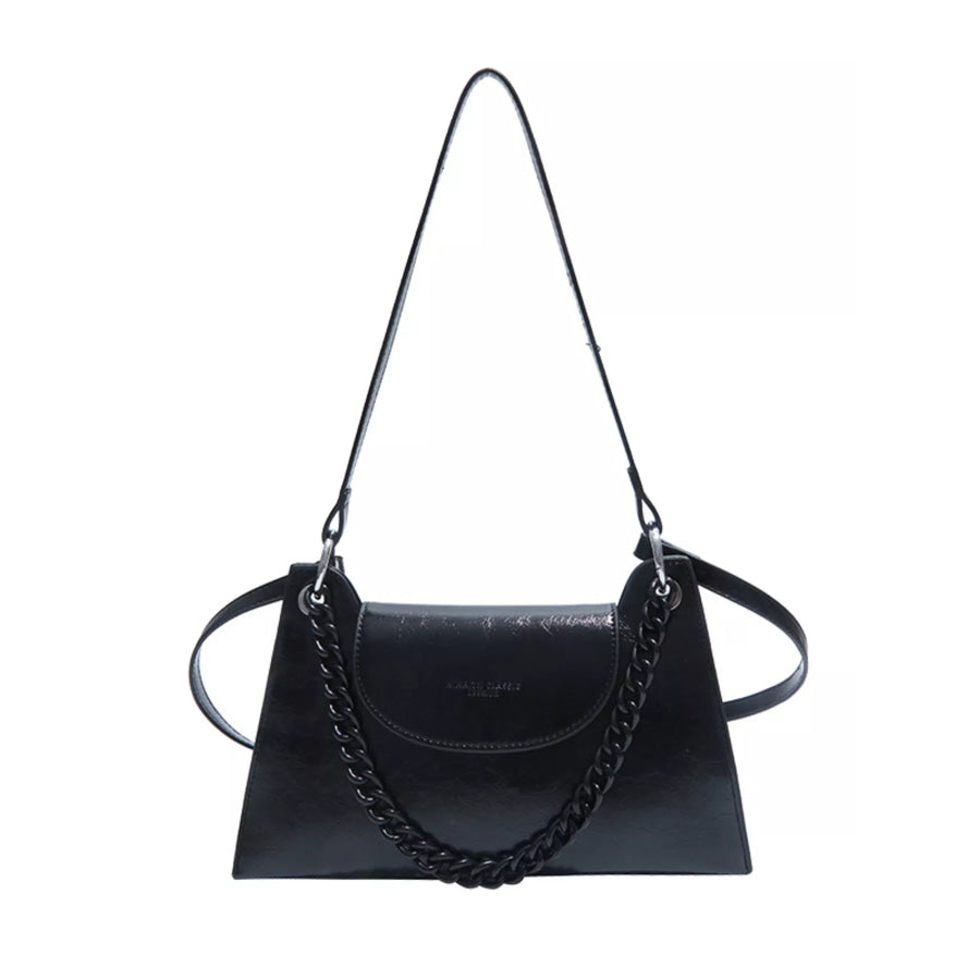 Chain Decor Flap Crossbody Bag Black / One Size Apparel and Accessories