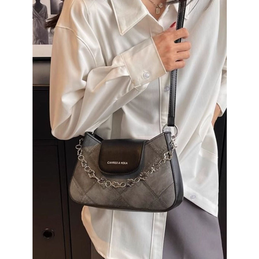 Chain Decor Leather Shoulder Bag Apparel and Accessories