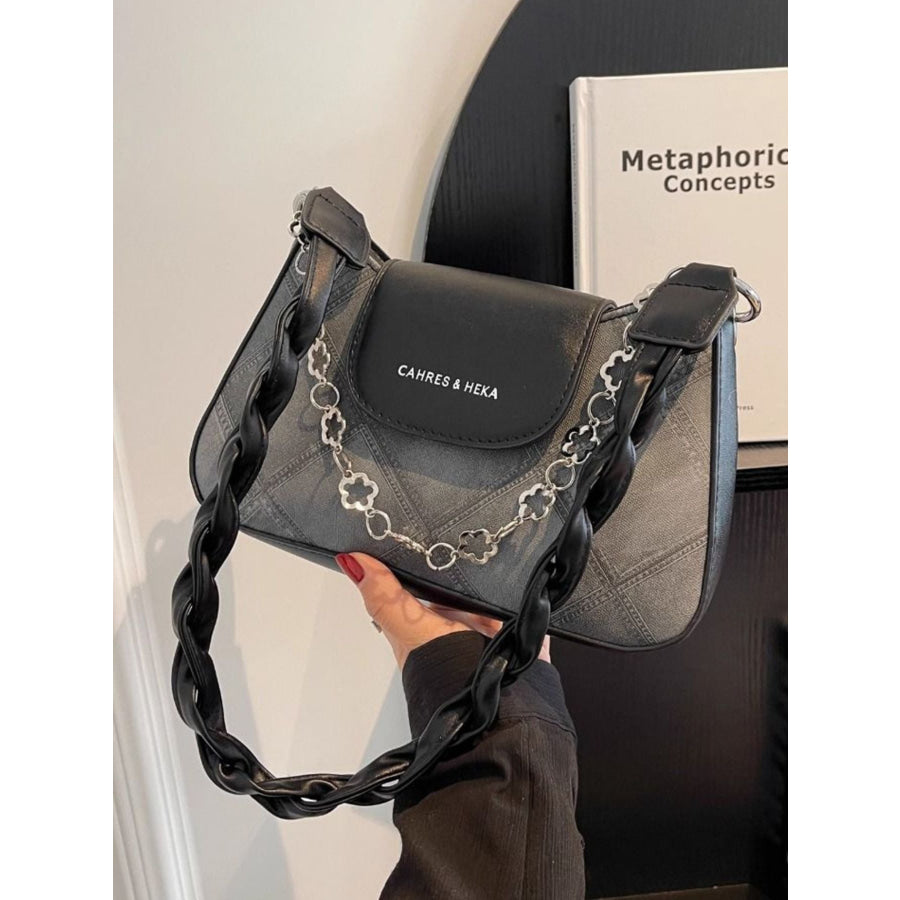 Chain Decor Leather Shoulder Bag Apparel and Accessories