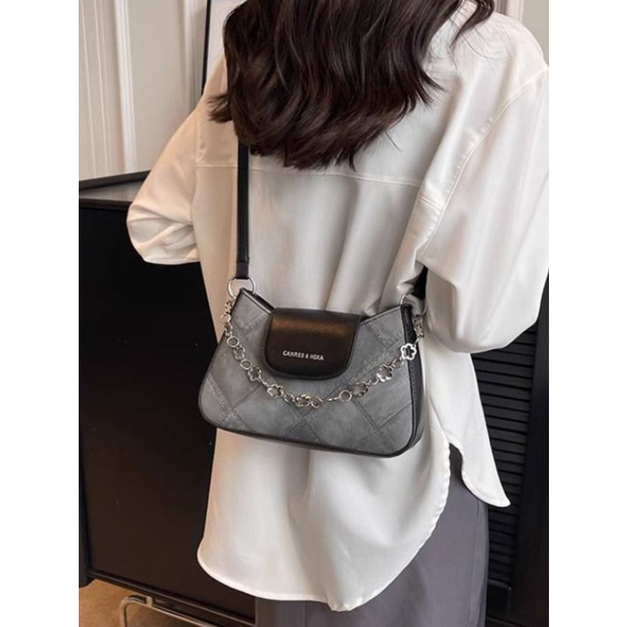 Chain Decor Leather Shoulder Bag Apparel and Accessories