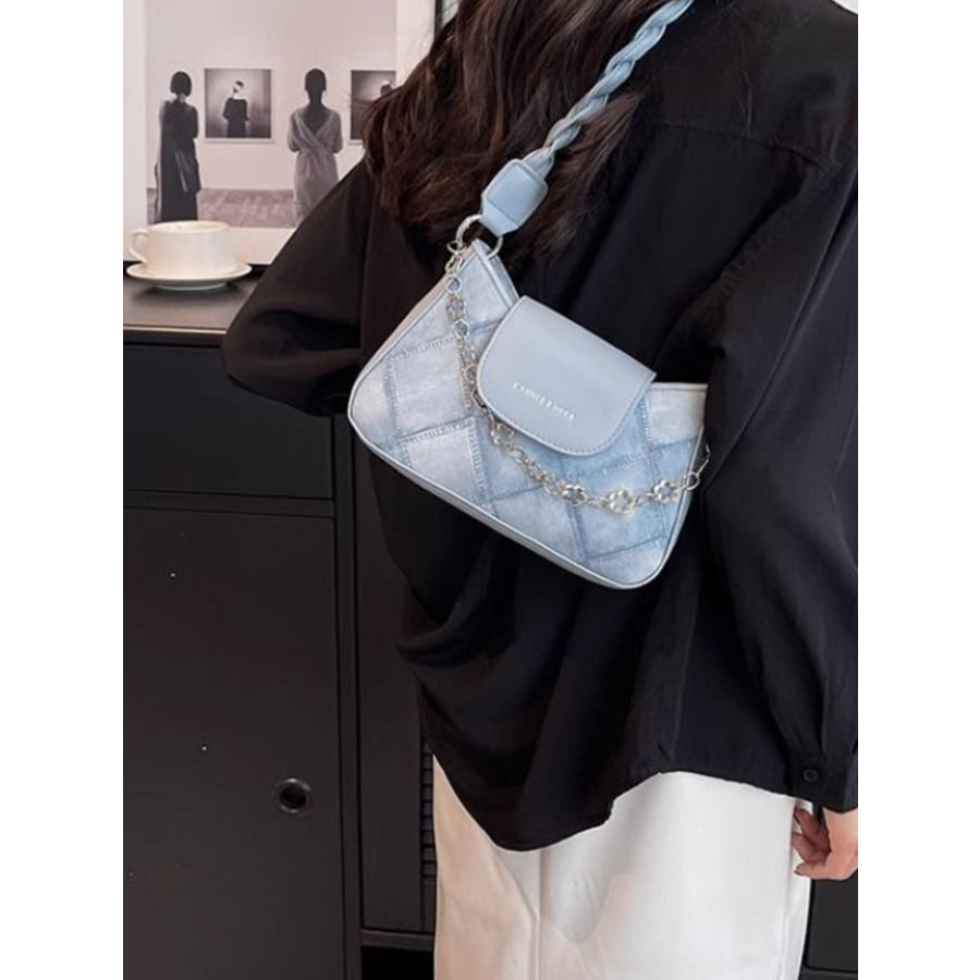 Chain Decor Leather Shoulder Bag Apparel and Accessories
