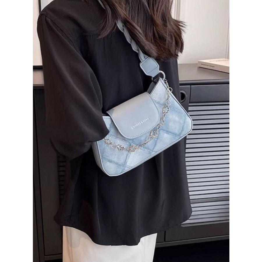 Chain Decor Leather Shoulder Bag Apparel and Accessories