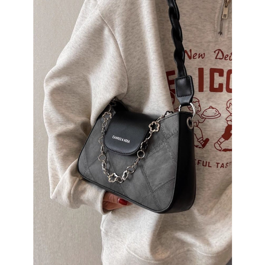 Chain Decor Leather Shoulder Bag Apparel and Accessories