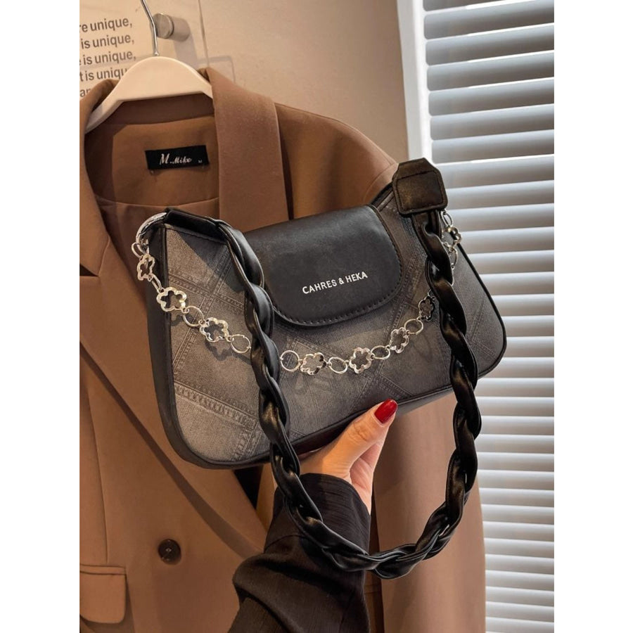 Chain Decor Leather Shoulder Bag Apparel and Accessories