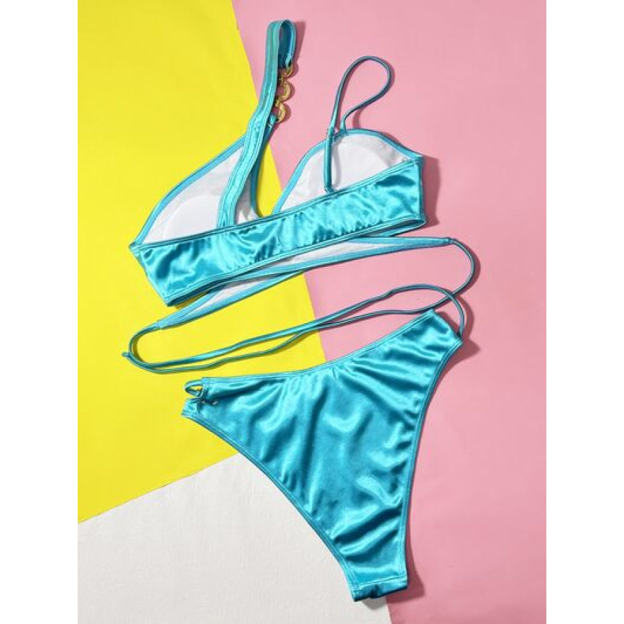 Chain Detail Crisscross Bikini Set Apparel and Accessories