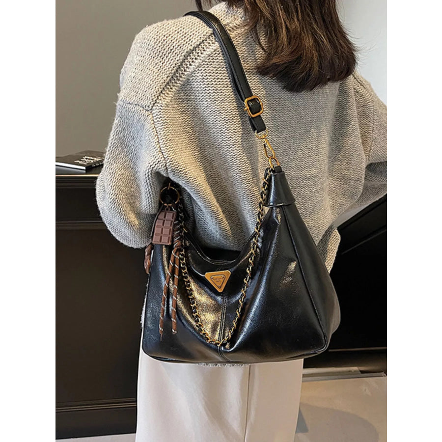 Chain Detail Crossbody Bag Black / One Size Apparel and Accessories