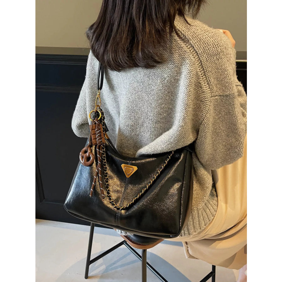 Chain Detail Crossbody Bag Black / One Size Apparel and Accessories
