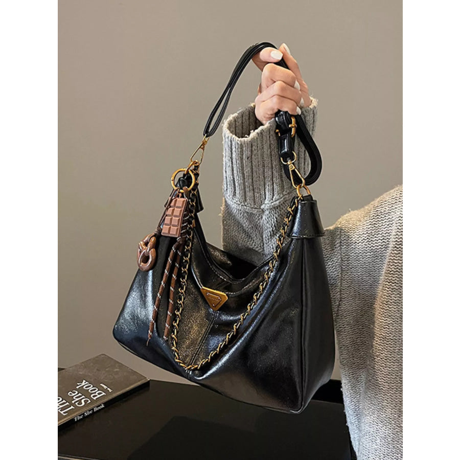 Chain Detail Crossbody Bag Black / One Size Apparel and Accessories