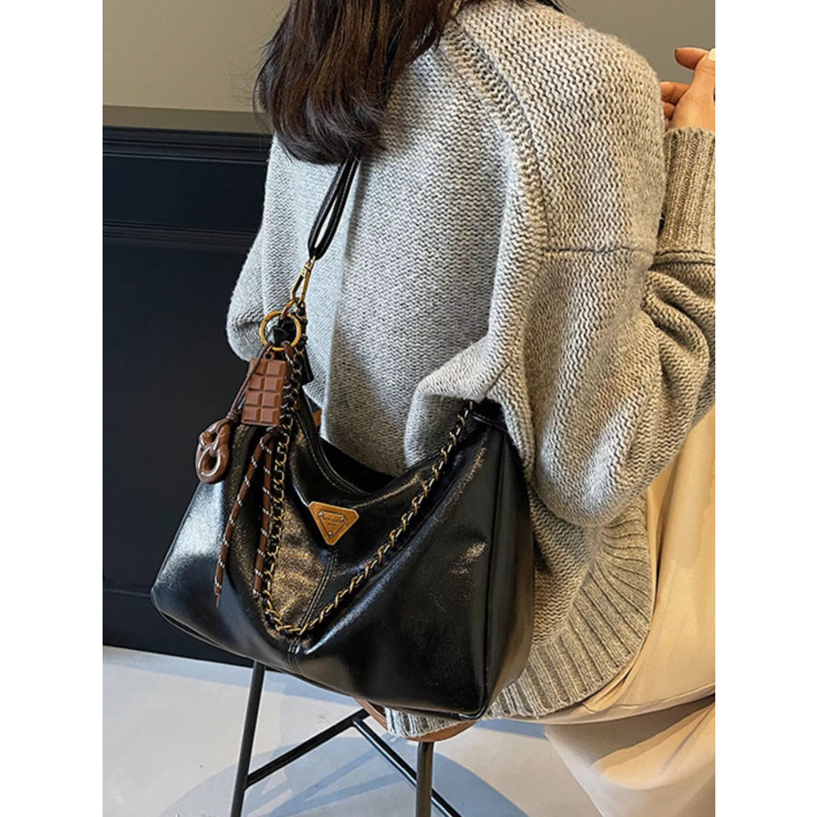 Chain Detail Crossbody Bag Black / One Size Apparel and Accessories