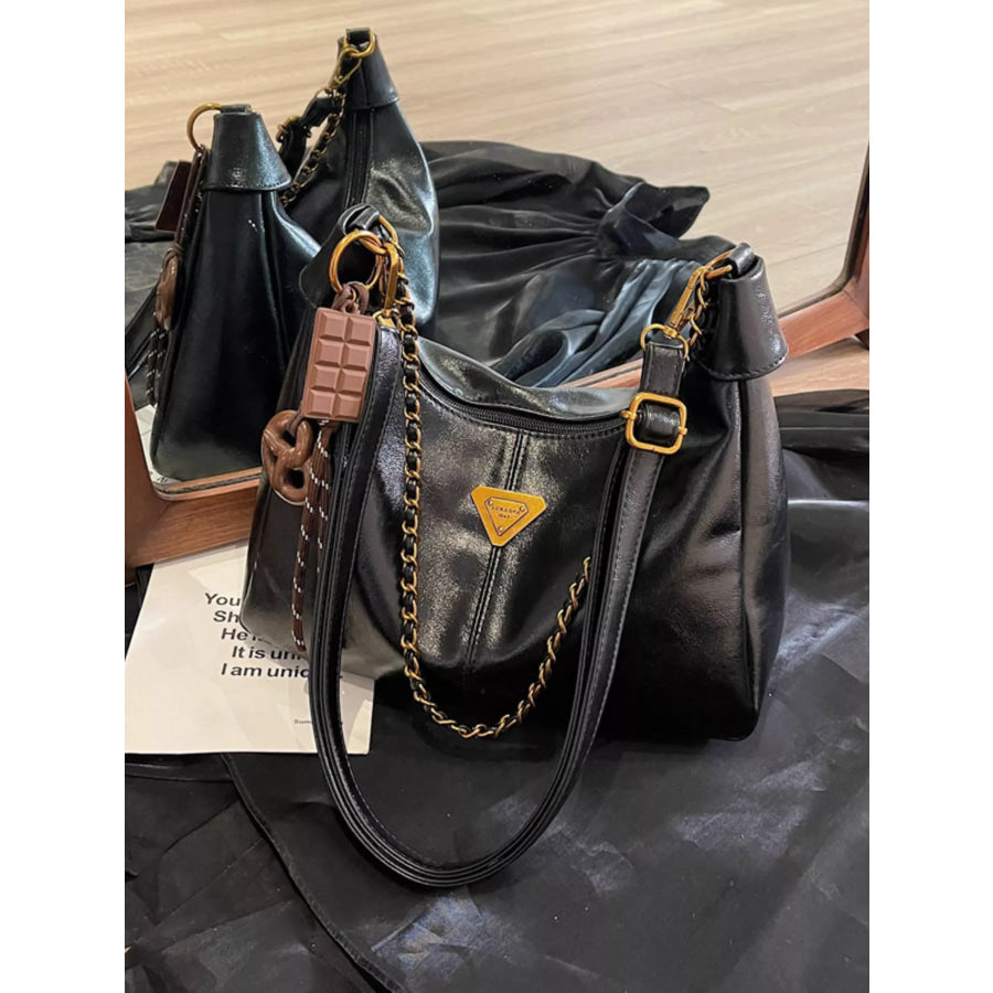 Chain Detail Crossbody Bag Black / One Size Apparel and Accessories