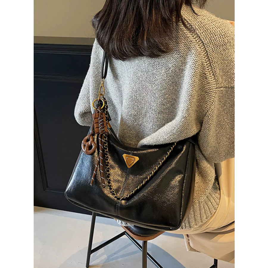 Chain Detail Crossbody Bag Black / One Size Apparel and Accessories