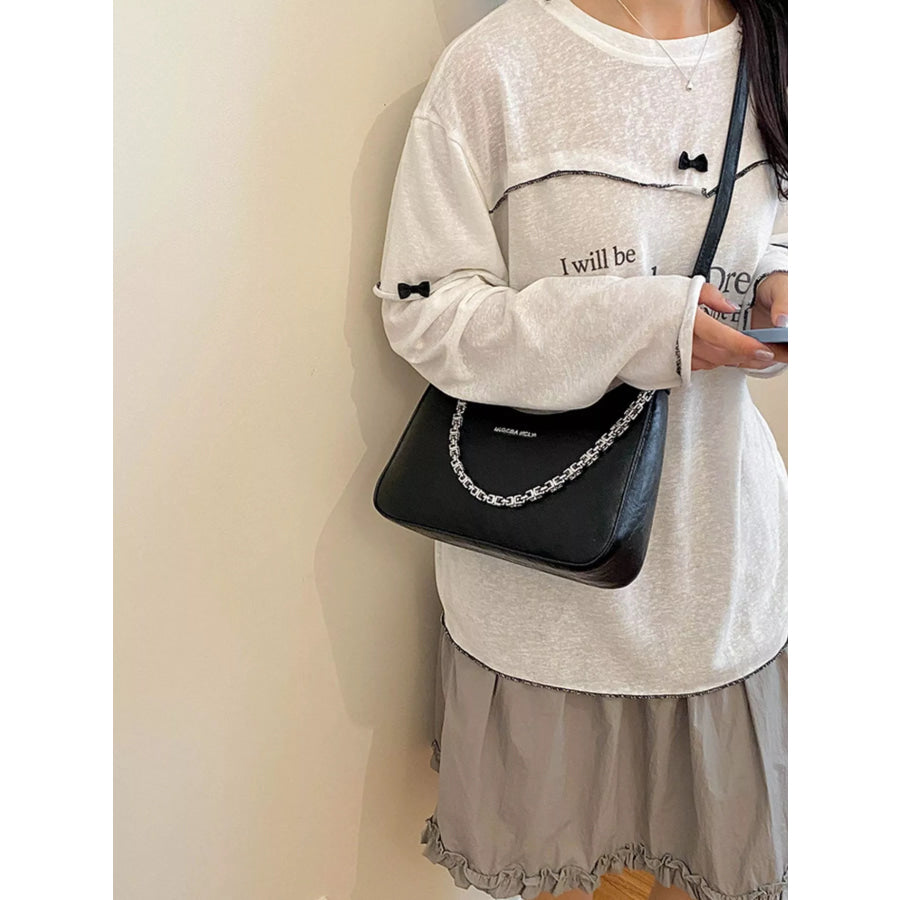 Chain Detail Shoulder Bag Black / onesize Apparel and Accessories