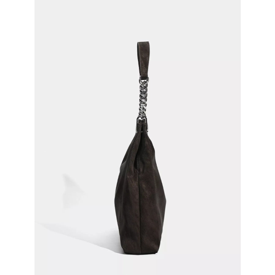 Chain Strap Detail Shoulder Bag Coffee / One Size Apparel and Accessories