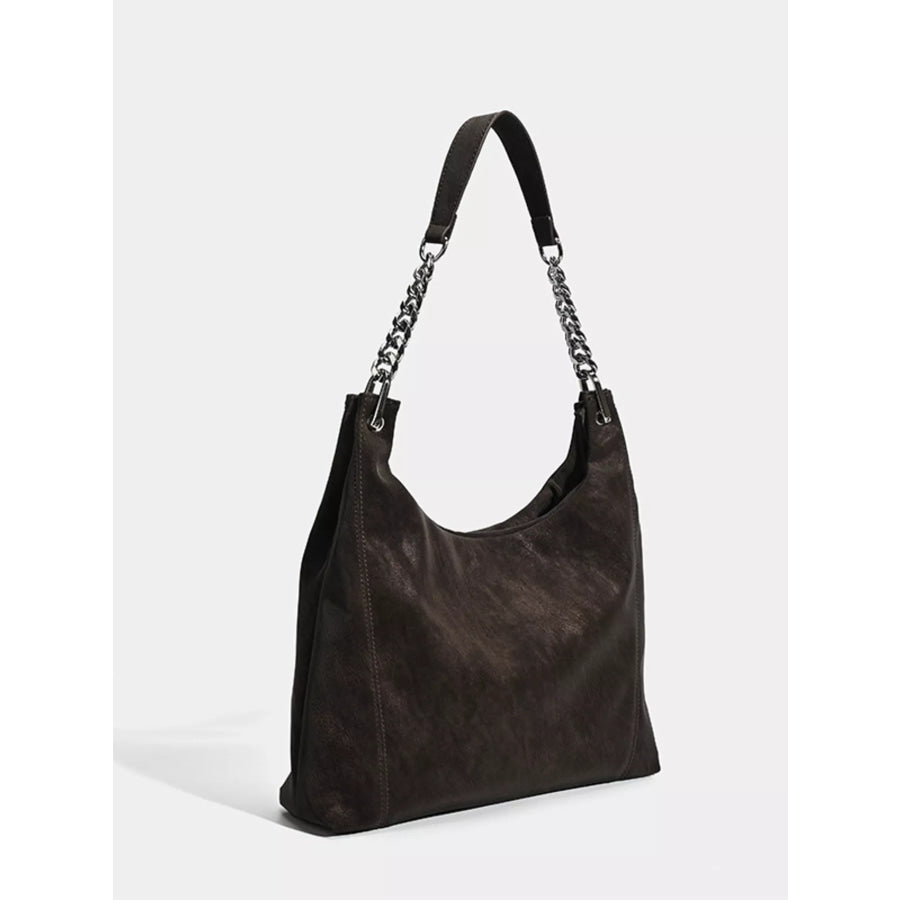 Chain Strap Detail Shoulder Bag Coffee / One Size Apparel and Accessories