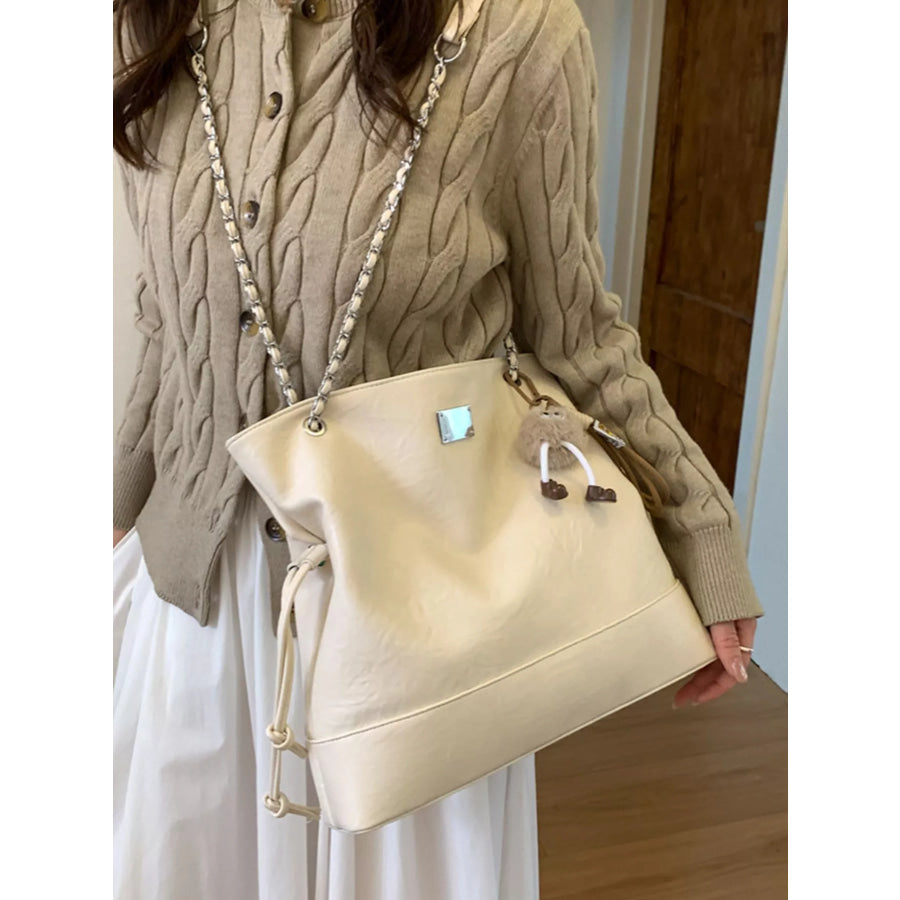 Chain Strap Faux Leather Tote Bag Apparel and Accessories