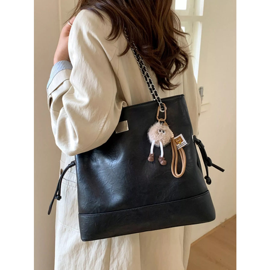 Chain Strap Faux Leather Tote Bag Apparel and Accessories