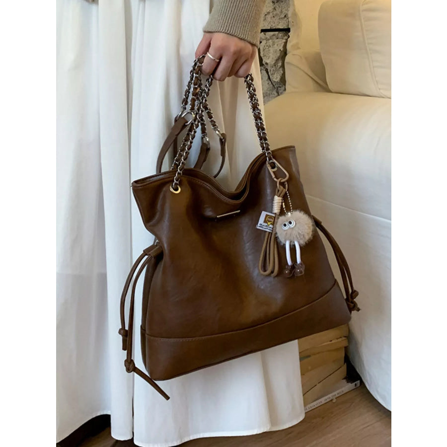 Chain Strap Faux Leather Tote Bag Apparel and Accessories