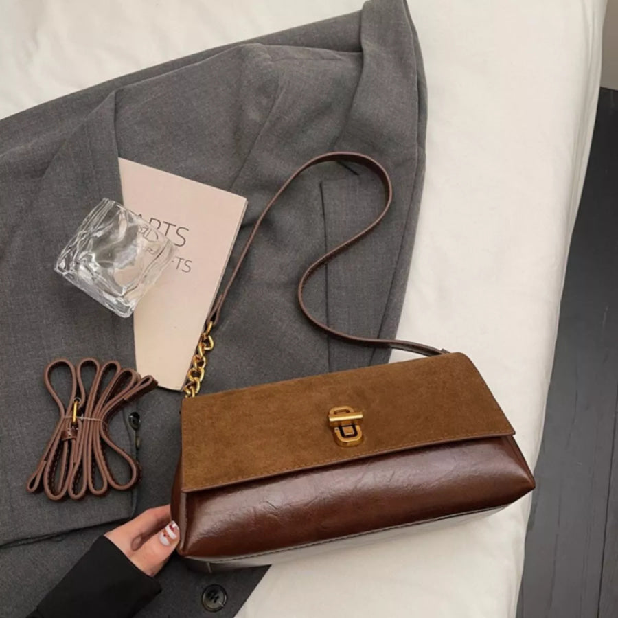 Chain Strap Flap Shoulder Bag Taupe / onesize Apparel and Accessories