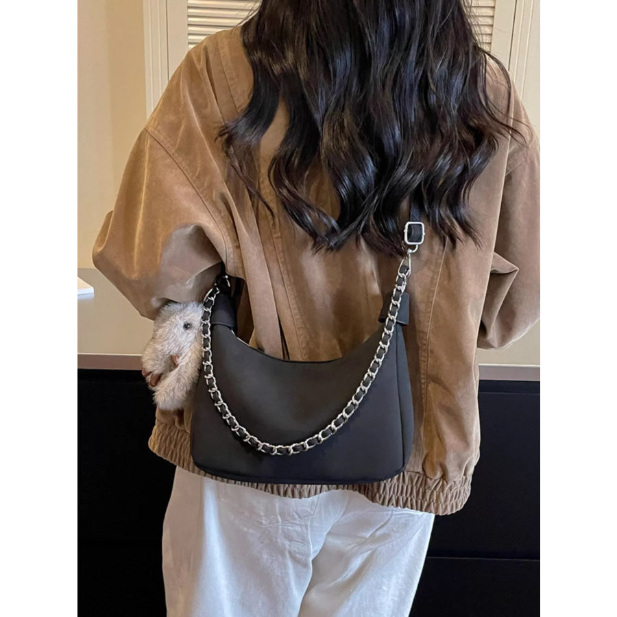 Chain Strap Shoulder Bag Black / One Size Apparel and Accessories