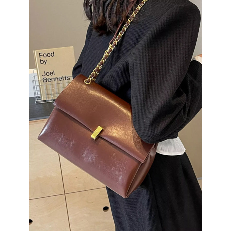 Chain Strap Shoulder Bag Brown / onesize Apparel and Accessories