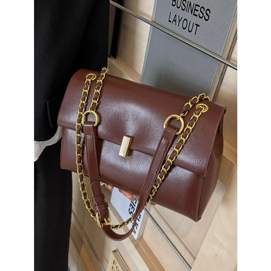 Chain Strap Shoulder Bag Brown / onesize Apparel and Accessories
