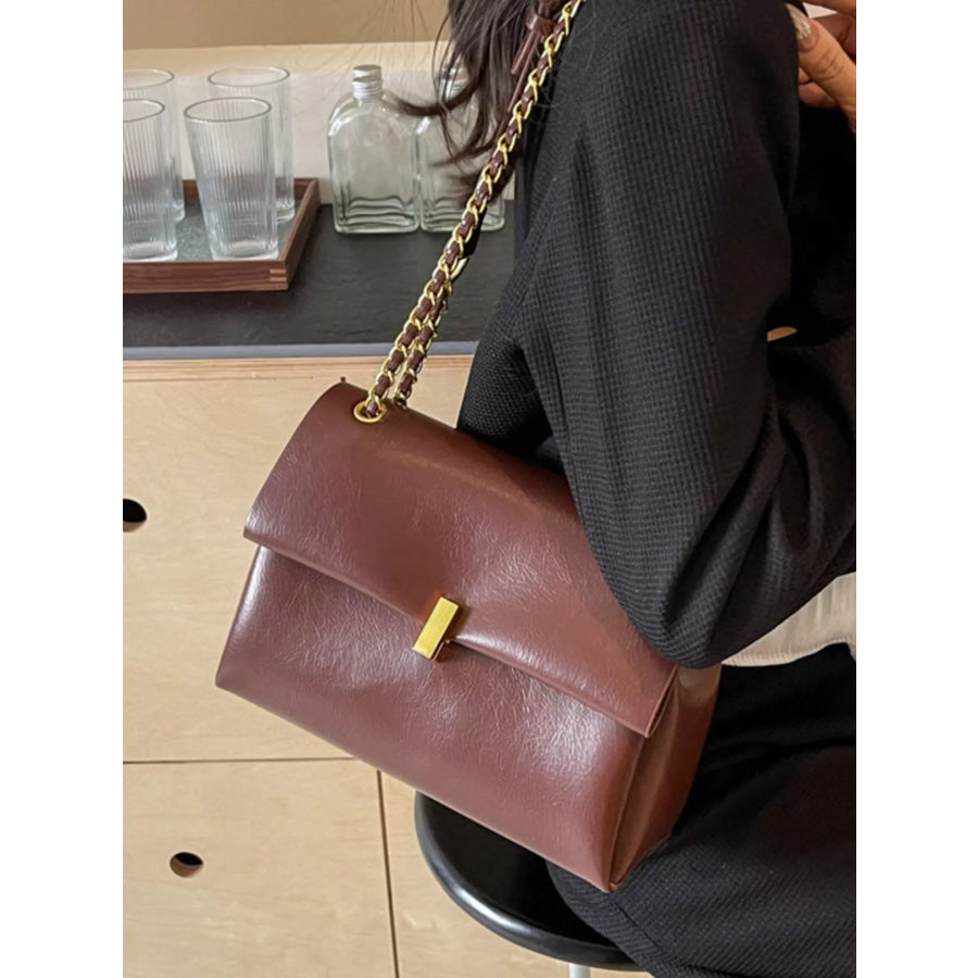 Chain Strap Shoulder Bag Brown / onesize Apparel and Accessories