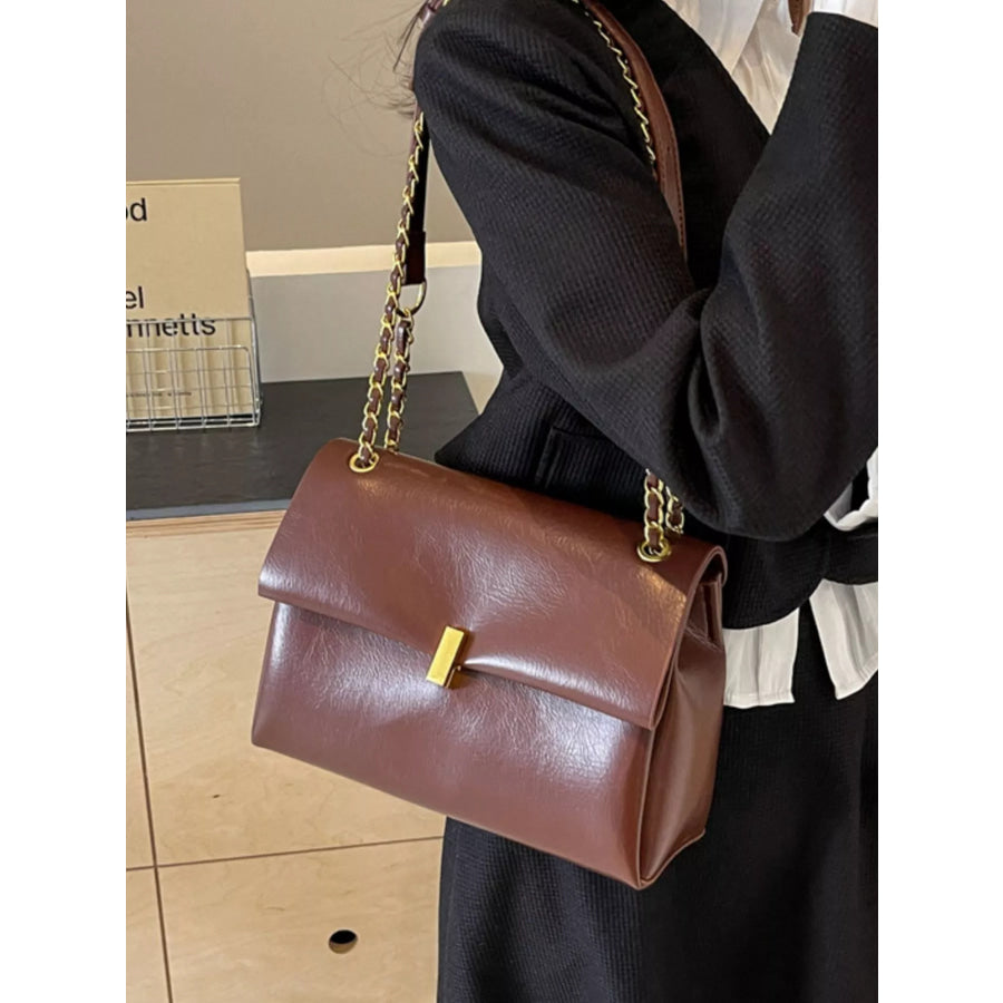 Chain Strap Shoulder Bag Brown / onesize Apparel and Accessories