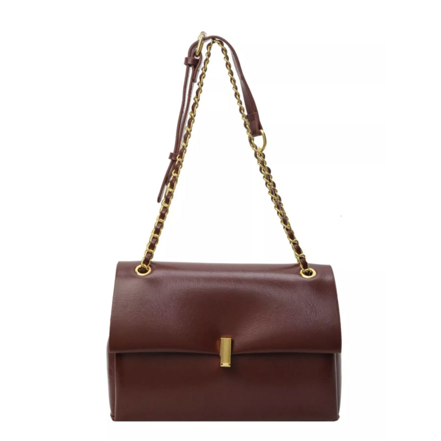 Chain Strap Shoulder Bag Brown / onesize Apparel and Accessories