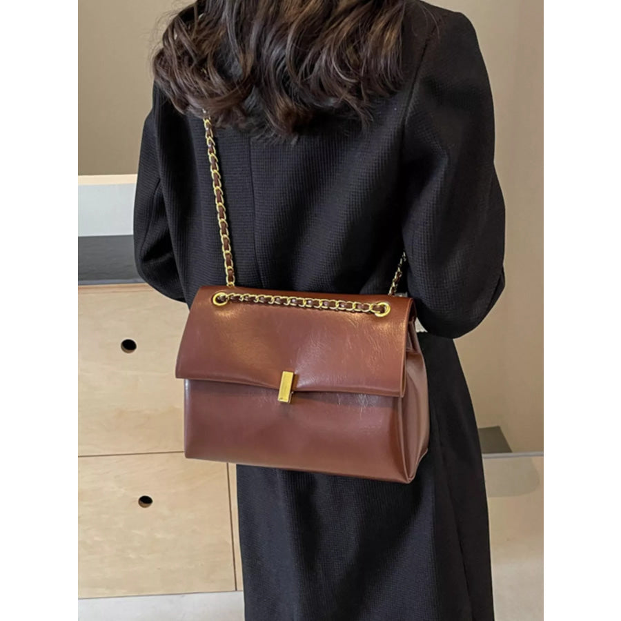 Chain Strap Shoulder Bag Brown / onesize Apparel and Accessories