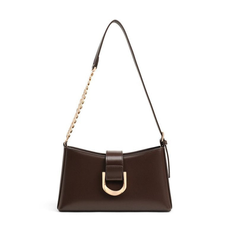 Chain Strap Shoulder Bag Coffee Brown / One Size Apparel and Accessories