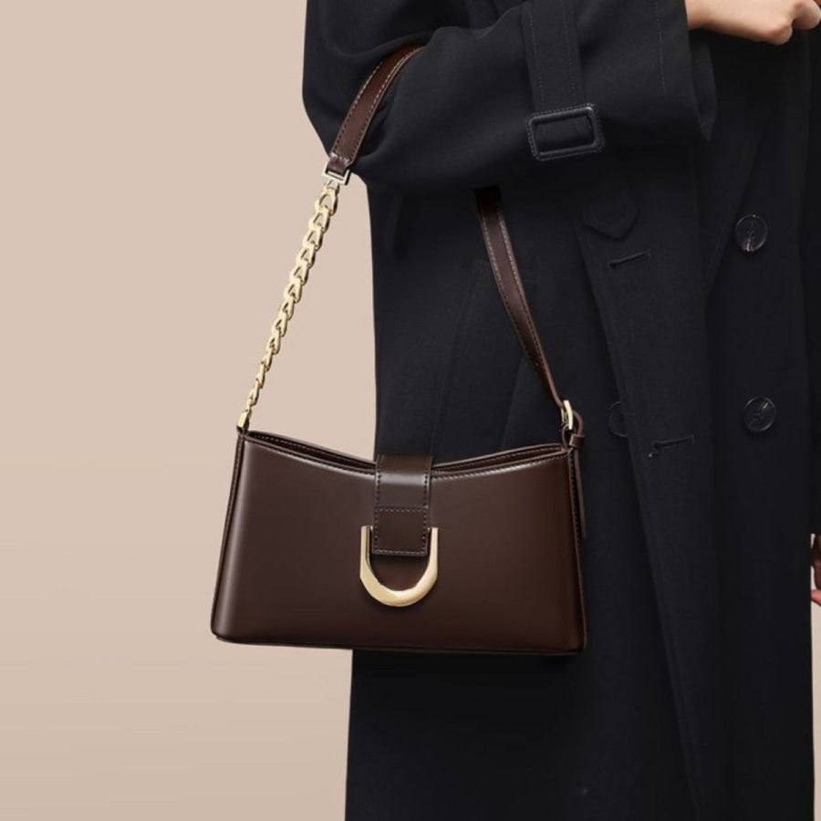 Chain Strap Shoulder Bag Coffee Brown / One Size Apparel and Accessories