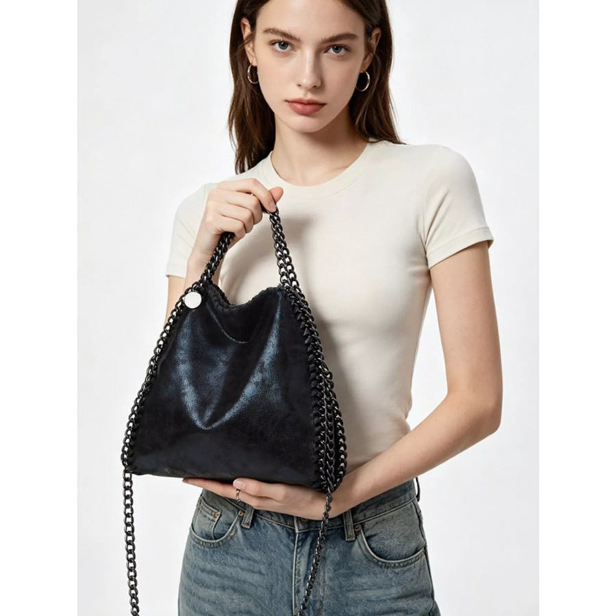 Chain Strap Slouchy Crossbody Bag Black / onesize Apparel and Accessories