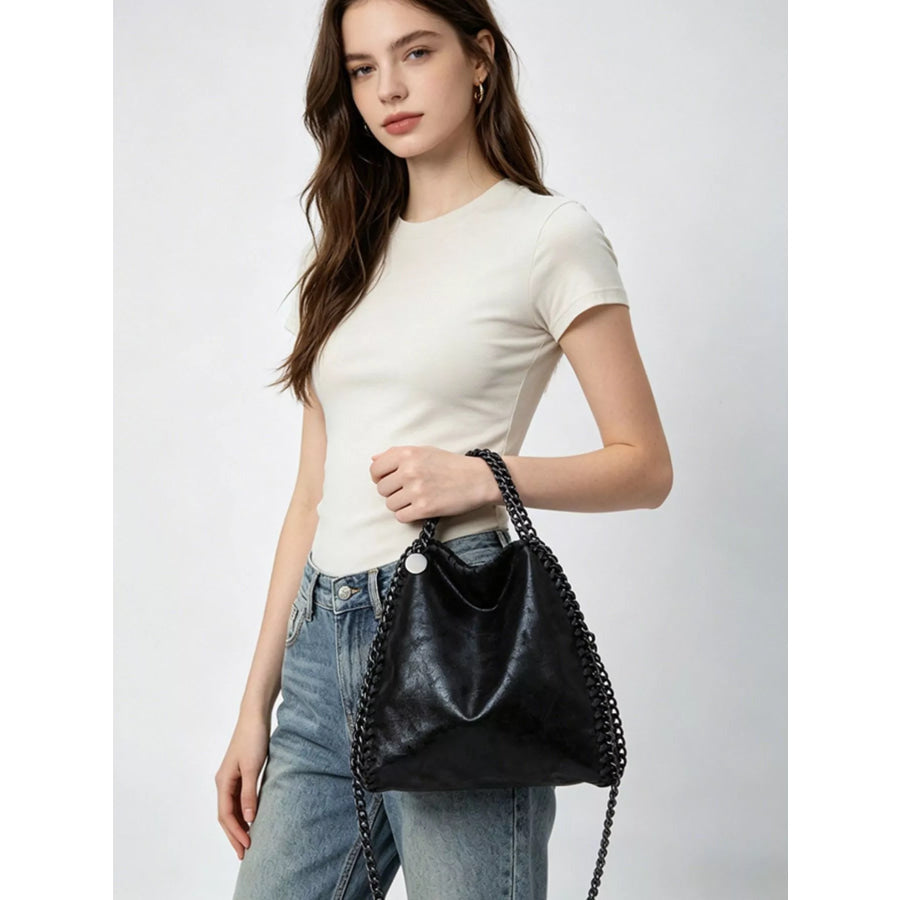 Chain Strap Slouchy Crossbody Bag Black / onesize Apparel and Accessories