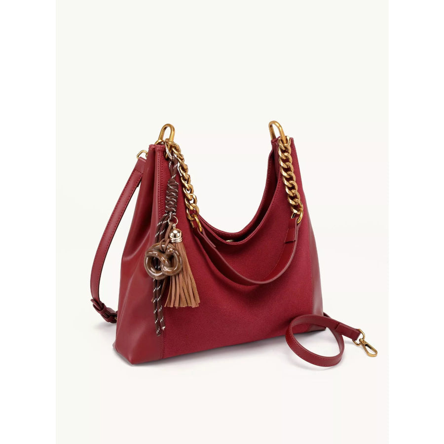 Chain Strap Tassel Charm Shoulder Bag Wine Red / onesize Apparel and Accessories