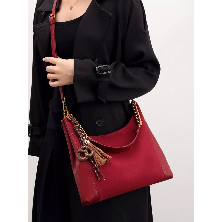 Chain Strap Tassel Charm Shoulder Bag Wine Red / onesize Apparel and Accessories