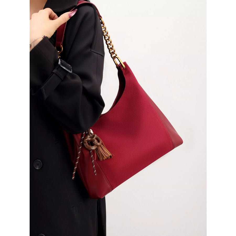 Chain Strap Tassel Charm Shoulder Bag Wine Red / onesize Apparel and Accessories