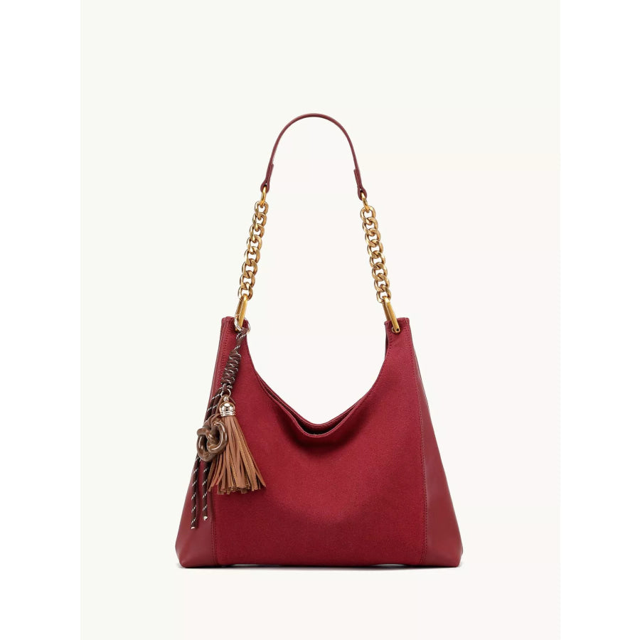 Chain Strap Tassel Charm Shoulder Bag Wine Red / onesize Apparel and Accessories